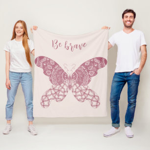 Personalized Pink Boho Butterfly Fleece Blanket