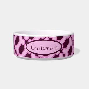 Personalized Pink Bones Pattern Bowl