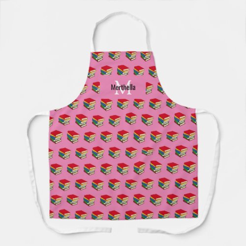 Personalized Pink BOOKS Apron