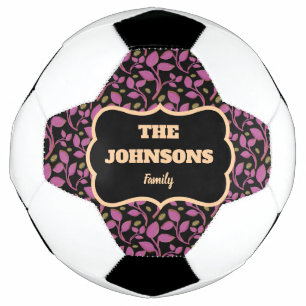 Personalized Pink Botanical Family name design Soccer Ball