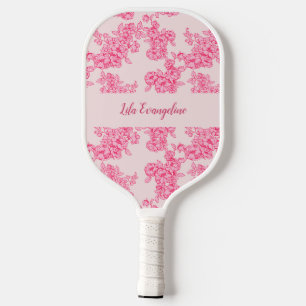 Personalized Pink Botanical Floral French Country  Pickleball Paddle
