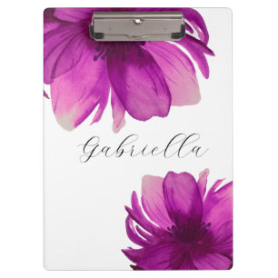 Personalized Pink Botanical Watercolor Clipboard