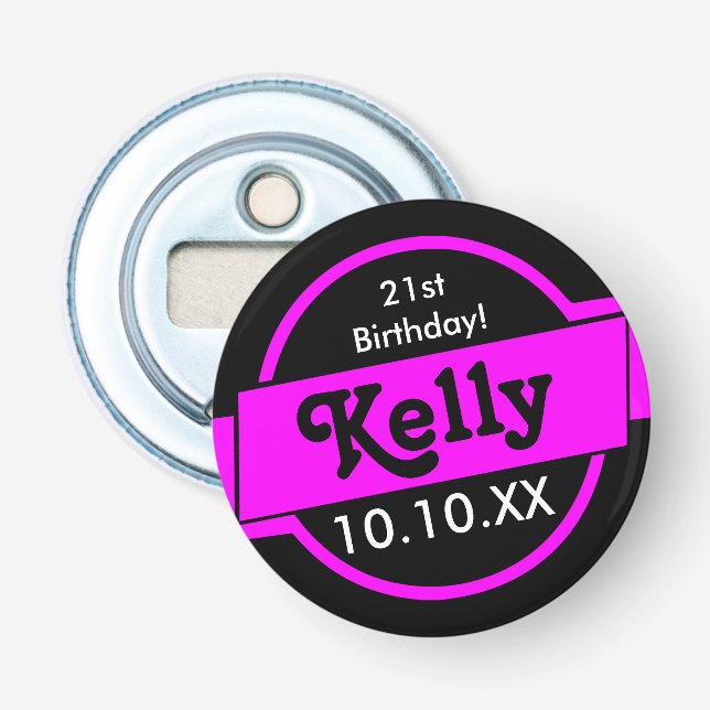 Personalized Pink Bottle Opener (Front)