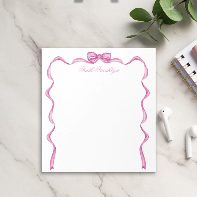 Personalized Pink Bow and Ribbon Notepad (Creator Uploaded)