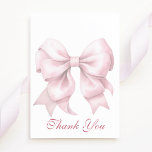 Personalized Pink Bow Bridal Shower Thank You Card<br><div class="desc">Show your gratitude with elegance using the Personalized Pink Bow Bridal Shower Thank You Card. This charming card features a delicate pink bow design, making it an ideal choice for expressing appreciation after a bridal shower, bridal brunch, or even a baby shower. The card's sophisticated aesthetic perfectly complements any preppy...</div>
