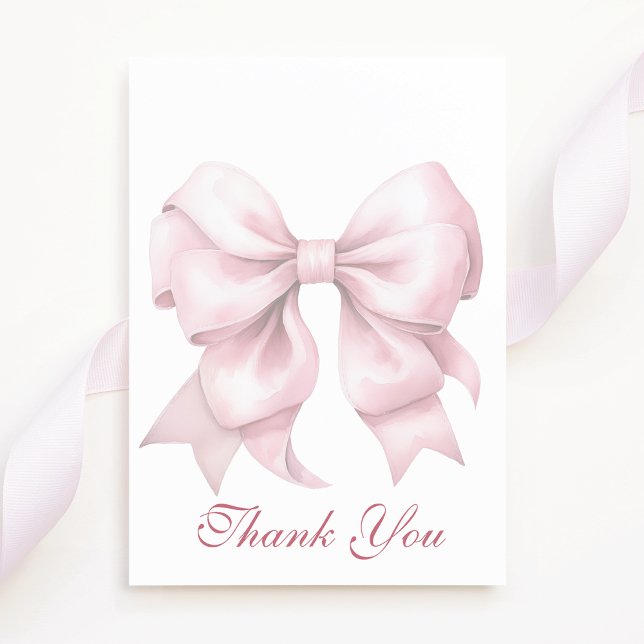 Personalized Pink Bow Bridal Shower Thank You Card (Creator Uploaded)
