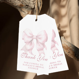 Personalized Pink Bow Bridal Shower Thank You Gift Tags