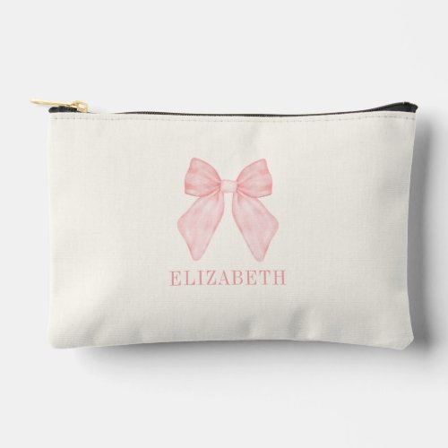 Personalized Pink Bow Coquette Aesthetic  Accessory Pouch