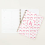 Personalized Pink Bow Coquette Monogrammed Preppy Planner<br><div class="desc">Pink Bow and Block Monogram Dance Duffel Bag</div>