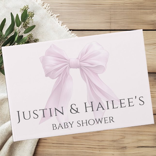 Personalized Pink Bow Girl Coquette Baby Shower Guest Book (Creator Uploaded)