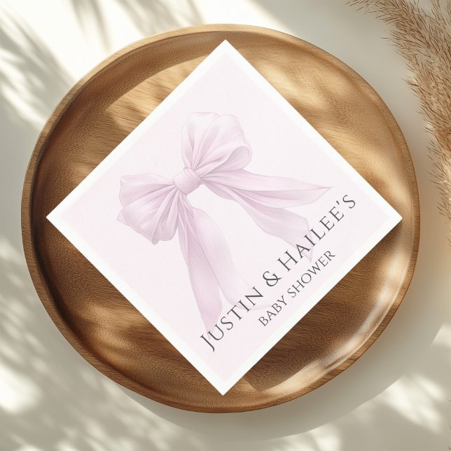Personalized Pink Bow Girl Coquette Baby Shower Napkins (Creator Uploaded)