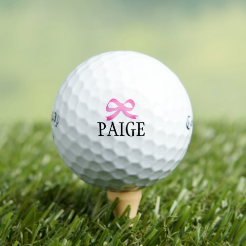Personalized pink bow golf balls for women