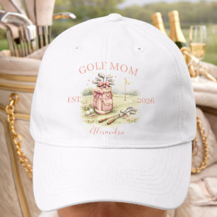 Personalized Pink Bow Golf Mom Performance Cap