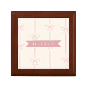 Personalized Pink Bow Name Gift Elegant Coquette Box