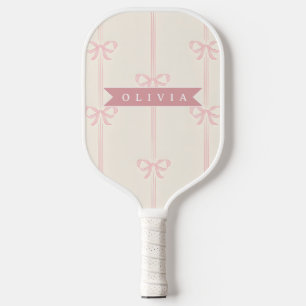 Personalized Pink Bow Name Gift Elegant Coquette Pickleball Paddle