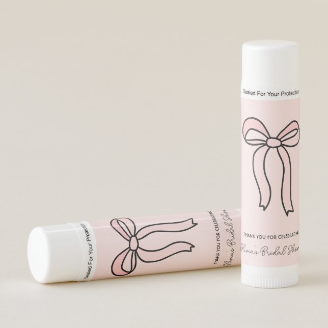 Personalized Pink Bow Paraben Free Lip Balm Favors (Front)