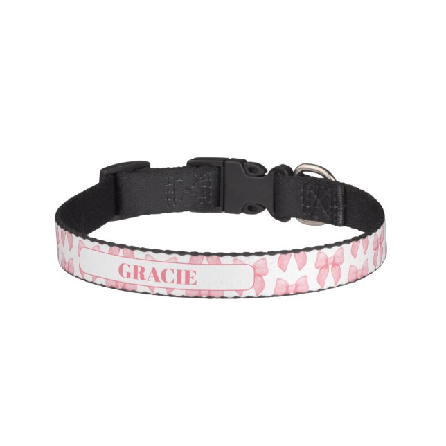 Personalized Pink Bow Pet Collar (Front)