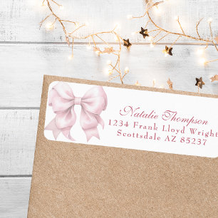 Personalized Pink Bow Return Mailing Address Label