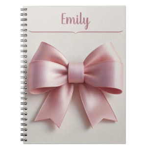 Personalized Pink Bow Spiral Notebook