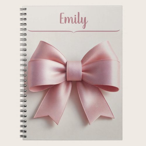 Personalized Pink Bow Spiral Notebook