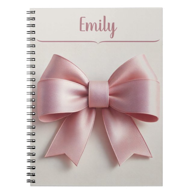 Personalized Pink Bow Spiral Notebook (Front)