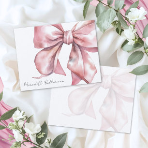 Personalized Pink Bow Thank You Note Card