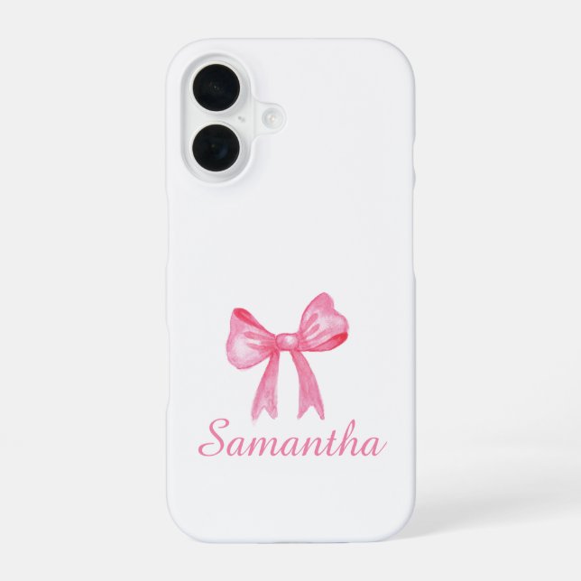Personalized Pink Bow Tie iPhone Case|Custom Name Case (Back)