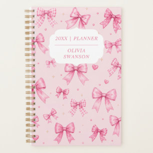 Personalized Pink Bows Preppy Custom Name Year Planner