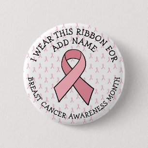 Personalized Pink Breast Cancer Awareness Button