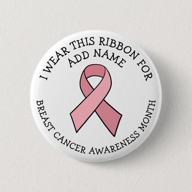 Personalized Pink Breast Cancer Awareness  Button (Front)