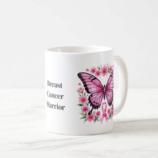 Personalized Pink Breast Cancer Awareness  Coffee Mug (Front Right)