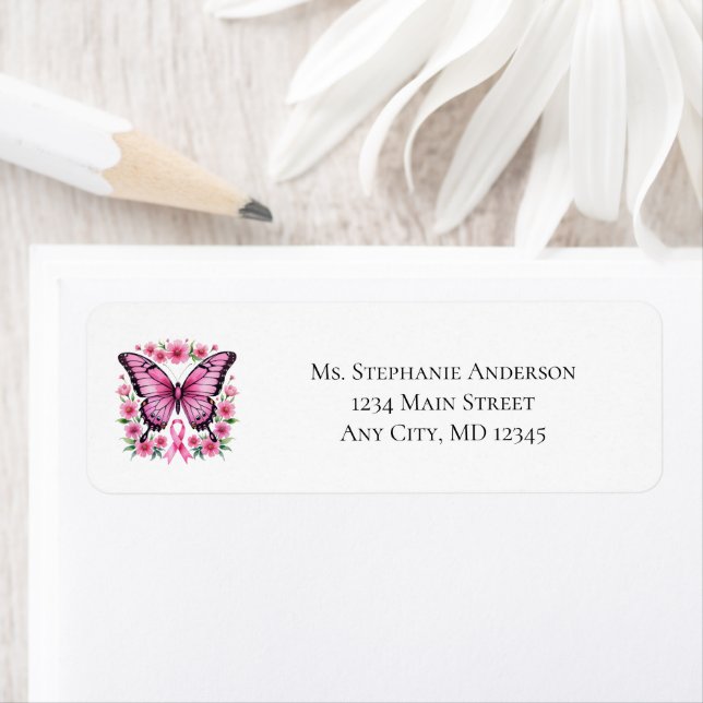 Personalized Pink Breast Cancer Awareness  Label (Insitu)