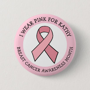 Personalized Pink Breast Cancer Awareness Month Button