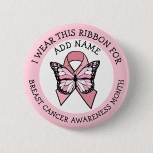 Personalized Pink Breast Cancer Awareness Month Button