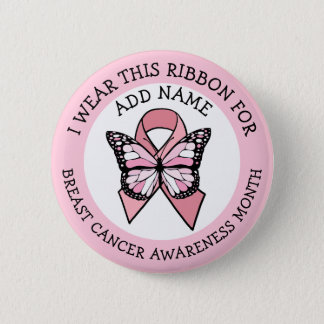 Personalized Pink Breast Cancer Awareness Month Button