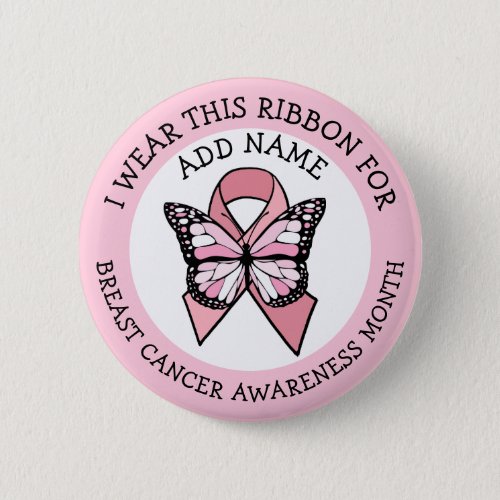 Personalized Pink Breast Cancer Awareness Month Button