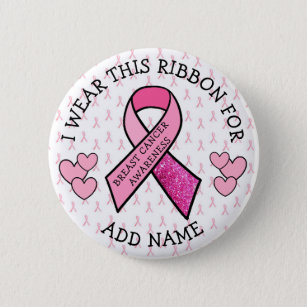 Personalized Pink Breast Cancer Button