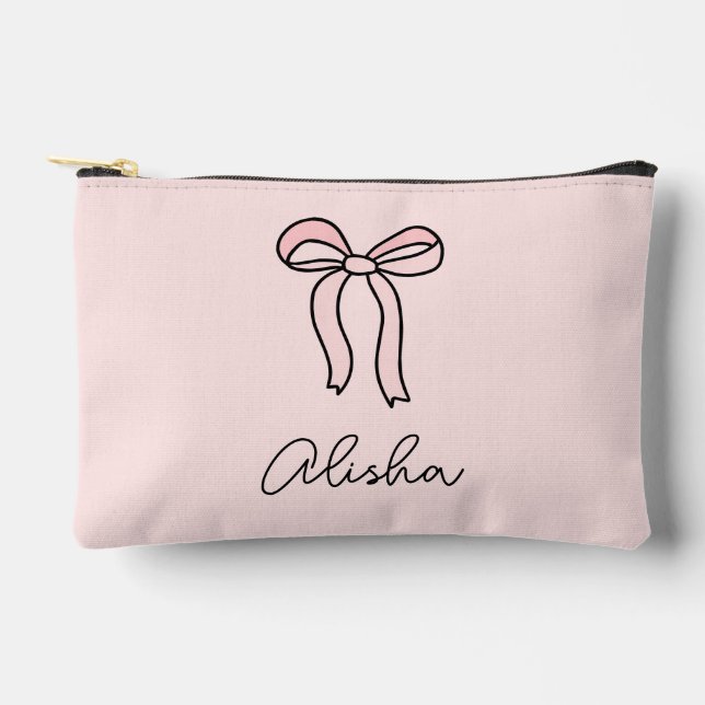 Personalized Pink Bridal Shower Favor Makeup Bag (Front)