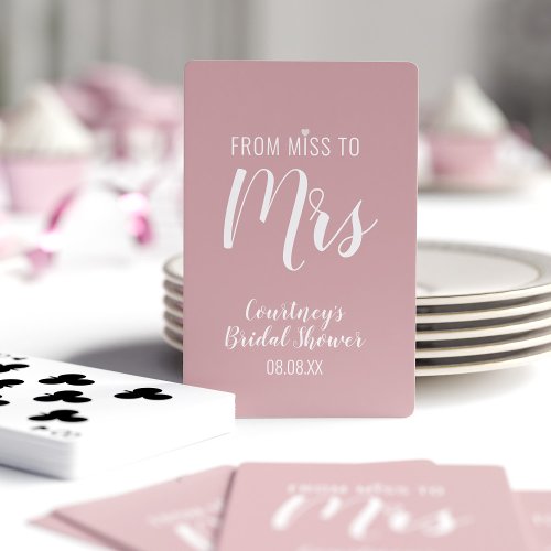 Personalized Pink Bridal Shower Playing Cards