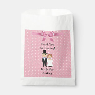 Personalized Pink Bride & Groom Candy Bags
