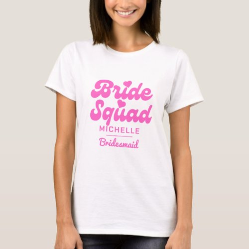 Personalized Pink Bride Squad Bachelorette T_Shirt