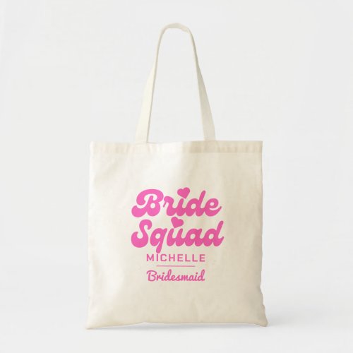 Personalized Pink Bride Squad Bachelorette Tote Bag