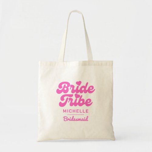 Personalized Pink Bride Tribe Bachelorette Tote Bag