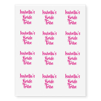 Personalized Pink Bride Tribe Gold Temporary Tattoos