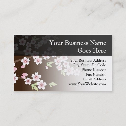 Customizable Personalized Pink/Brown Dogwood Blossom Business Card Templates