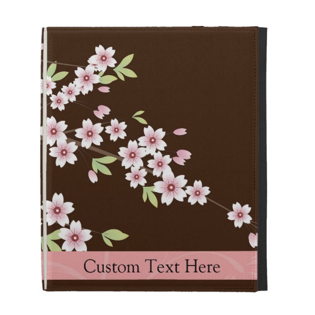 Personalized Pink/Brown Dogwood Blossom iPad Folio Cover (Front)