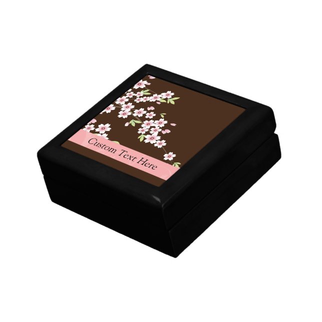 Personalized Pink/Brown Dogwood Blossom Jewelry Box (Side)