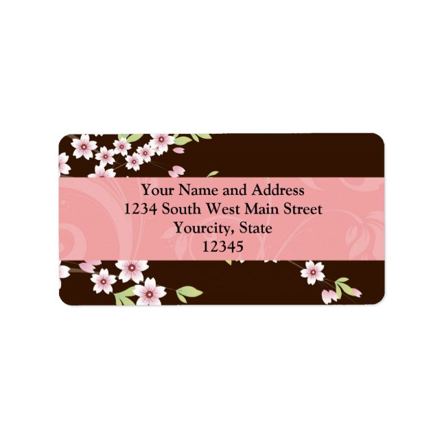 Personalized Pink/Brown Dogwood Blossom Label (Front)