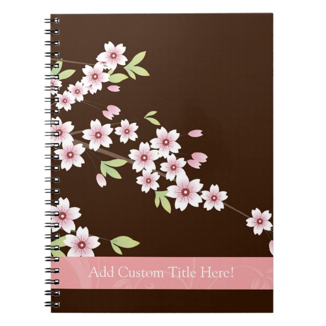 Personalized Pink/Brown Dogwood Blossom Notebook (Front)