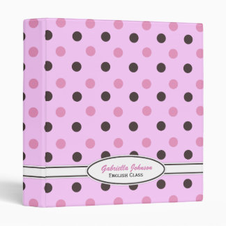 Personalized Pink & Brown Polka Dot Binder